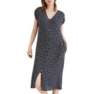 Madewell Easy Midi Dress in Spring‎ Fling. Navy Blue, size XS Cottage Core